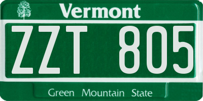 VT license plate ZZT805
