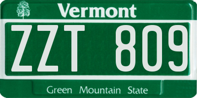 VT license plate ZZT809