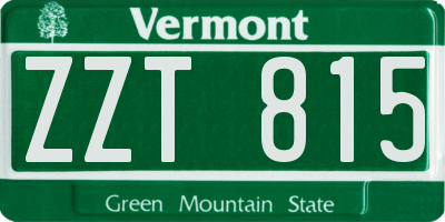 VT license plate ZZT815