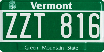 VT license plate ZZT816