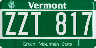 VT license plate ZZT817