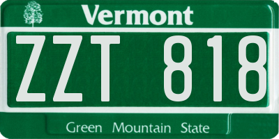 VT license plate ZZT818