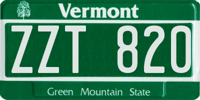 VT license plate ZZT820