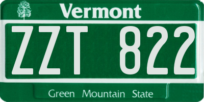 VT license plate ZZT822