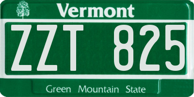 VT license plate ZZT825