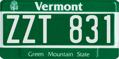 VT license plate ZZT831