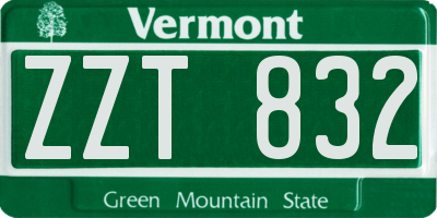 VT license plate ZZT832