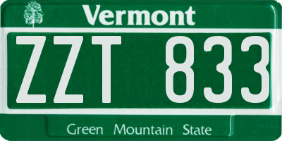 VT license plate ZZT833