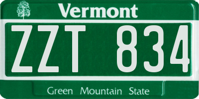 VT license plate ZZT834