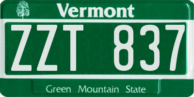 VT license plate ZZT837
