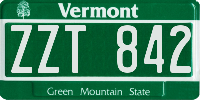 VT license plate ZZT842