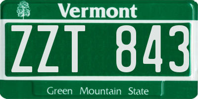 VT license plate ZZT843