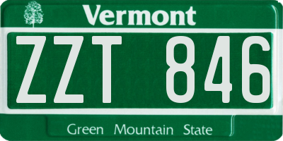 VT license plate ZZT846