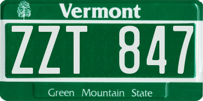 VT license plate ZZT847