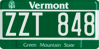 VT license plate ZZT848