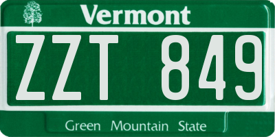 VT license plate ZZT849
