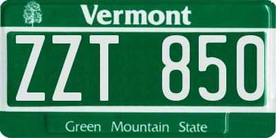 VT license plate ZZT850