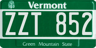 VT license plate ZZT852