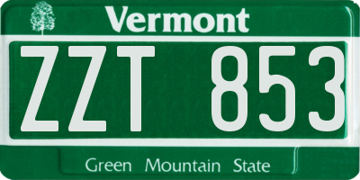 VT license plate ZZT853