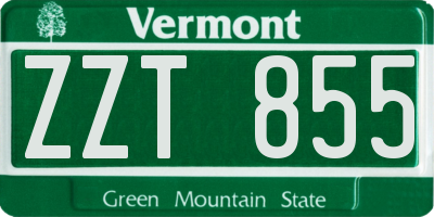 VT license plate ZZT855