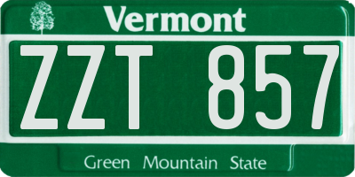 VT license plate ZZT857