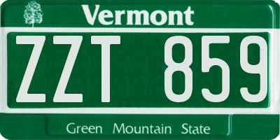 VT license plate ZZT859