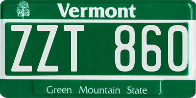 VT license plate ZZT860