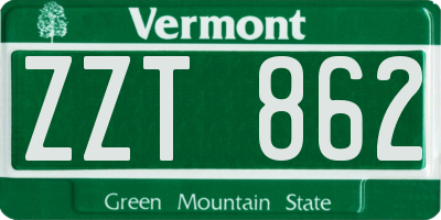 VT license plate ZZT862