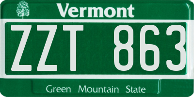 VT license plate ZZT863