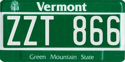VT license plate ZZT866
