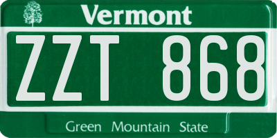 VT license plate ZZT868