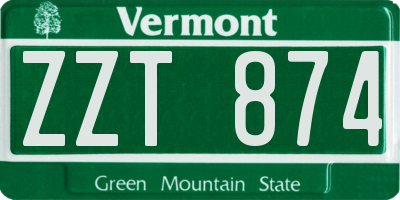 VT license plate ZZT874