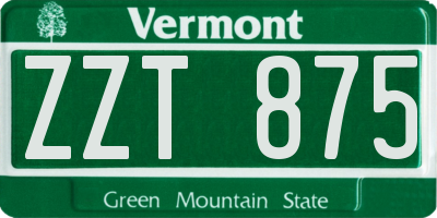 VT license plate ZZT875