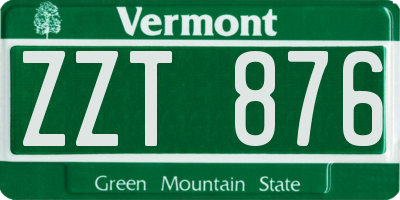 VT license plate ZZT876