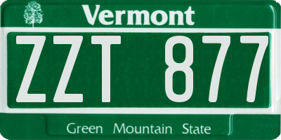 VT license plate ZZT877