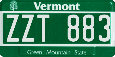 VT license plate ZZT883