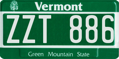 VT license plate ZZT886