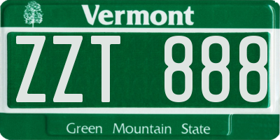 VT license plate ZZT888
