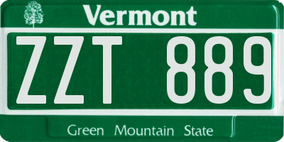 VT license plate ZZT889