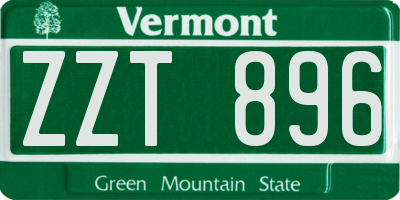 VT license plate ZZT896