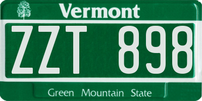 VT license plate ZZT898