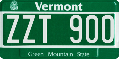 VT license plate ZZT900