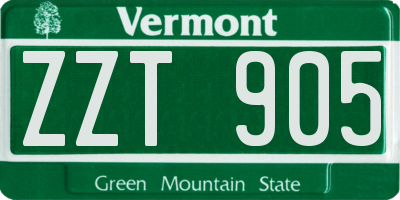 VT license plate ZZT905