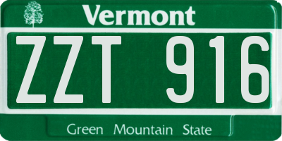 VT license plate ZZT916