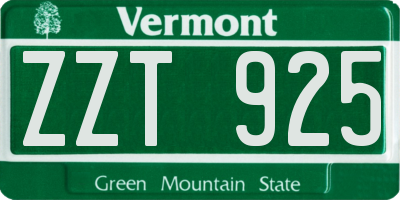 VT license plate ZZT925