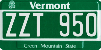 VT license plate ZZT950