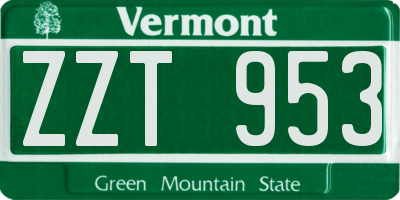VT license plate ZZT953