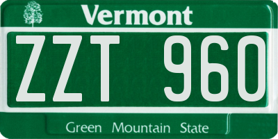 VT license plate ZZT960