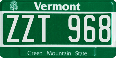 VT license plate ZZT968