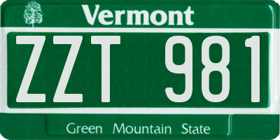 VT license plate ZZT981